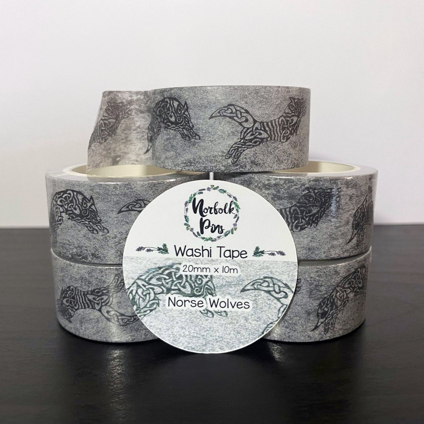 Norse Wolves Stone Washi Tape - 20mm x 10m